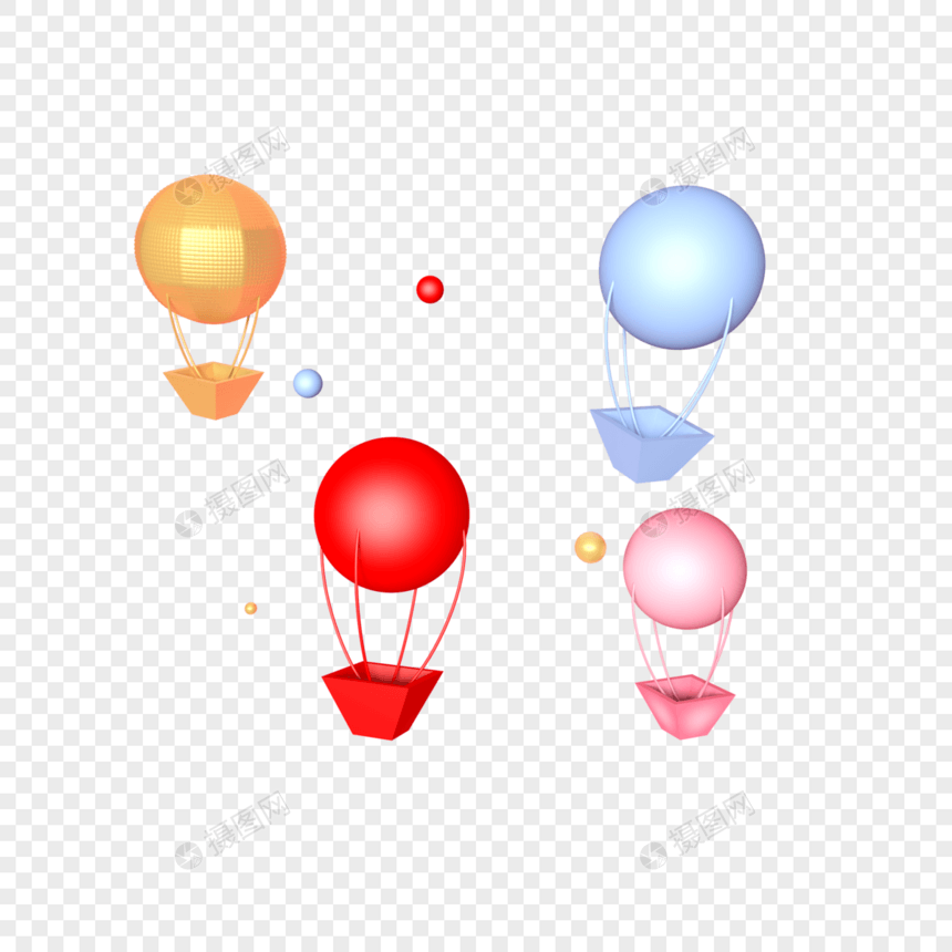 四个立体热气球插图图片