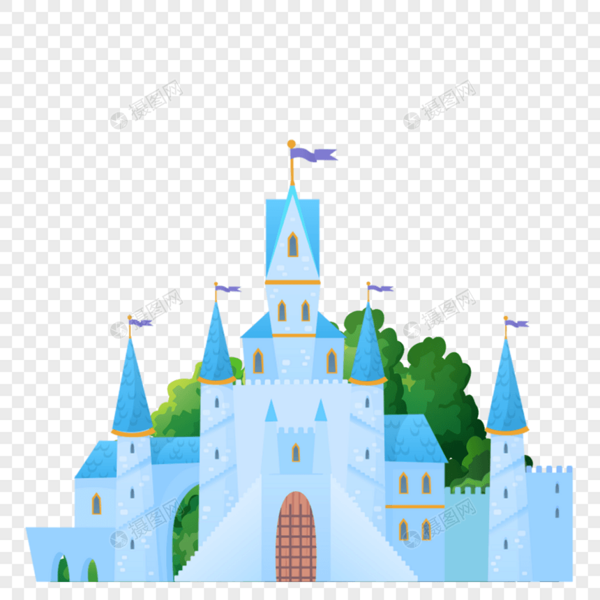 卡通蓝顶城堡图片