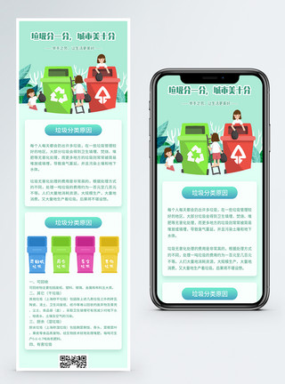 环保信息垃圾分类营销长图模板