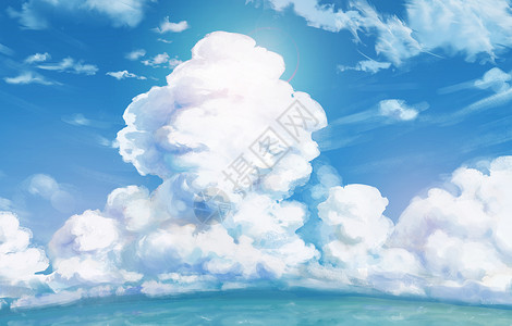 百度海边素材云和海插画