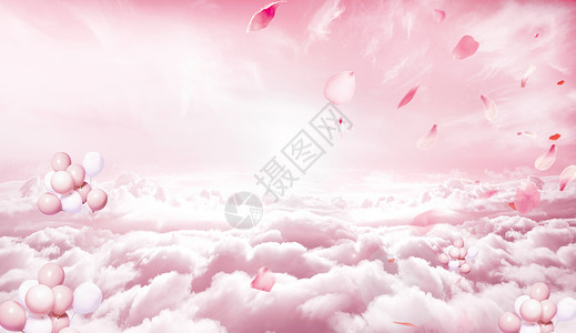 情人节花瓣粉色浪漫背景设计图片