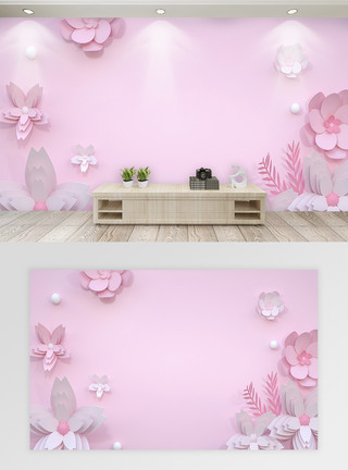 创意剪纸背景墙唯美花卉剪纸立体背景墙模板