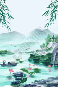 跳桥素材手绘水墨中国风海报背景GIF高清图片