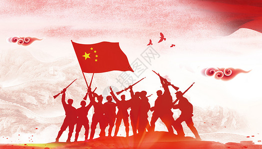 红旗旗帜建军节背景设计图片
