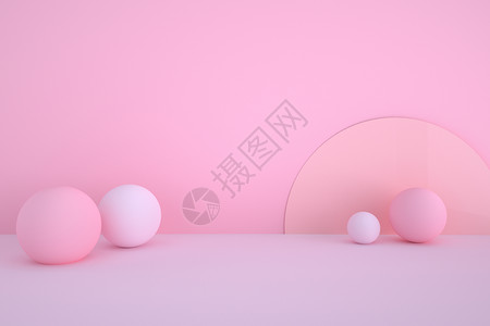 会展展位C4D粉色几何背景设计图片