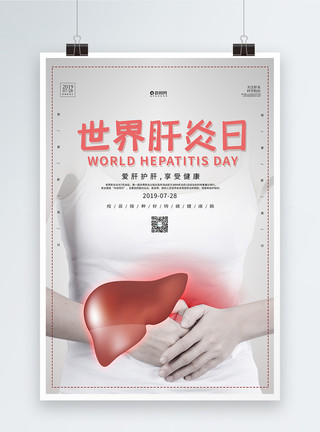 关注肝炎日大气简约世界肝炎日海报模板