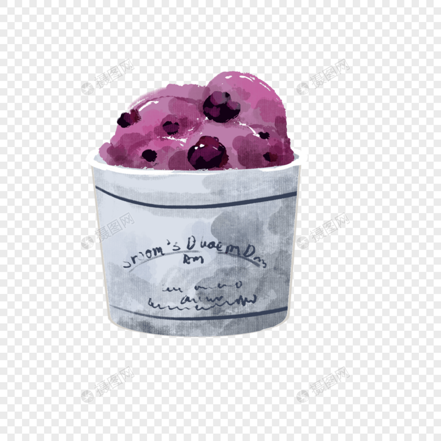 手绘卡通小清新手账蓝莓冰淇淋图片