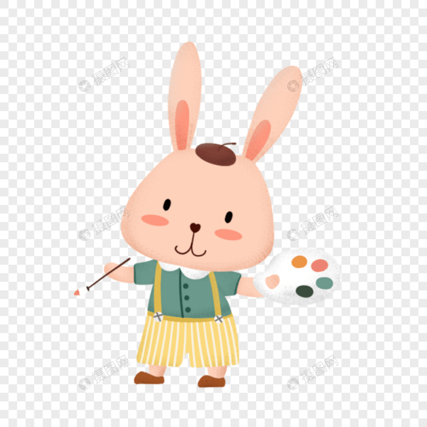 画画的兔子图片