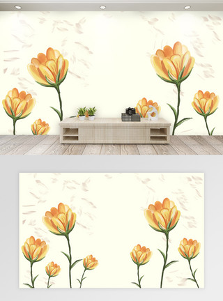 油画植物油画风花卉植物背景墙模板