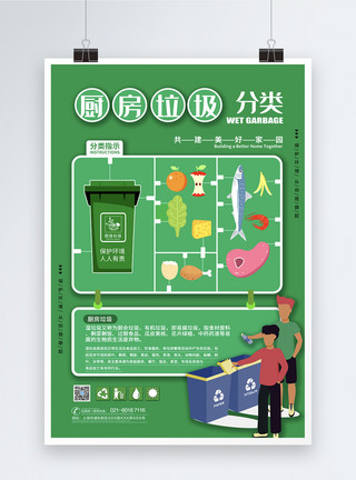 设计厨房垃圾分类之厨房垃圾海报模板