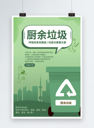 厨余垃圾素材垃圾分类爱护环境系列海报之湿垃圾模板