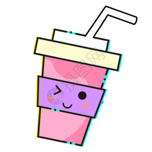 粉色果汁手绘饮料gif高清图片