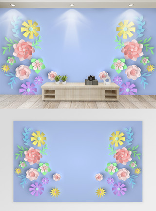 浮雕风立体浮雕花语植物背景墙模板