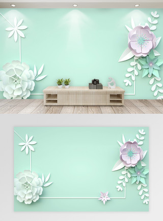 浮雕风立体浮雕花语植物背景墙模板