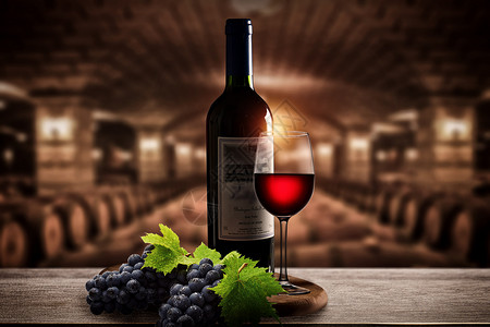 红酒和牛排葡萄酒场景设计图片