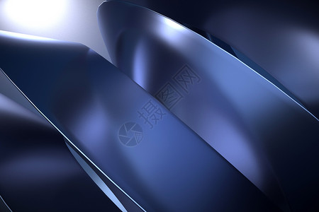 蓝色波浪条纹立体金属背景设计图片