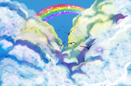 唯美彩虹云背景背景图片