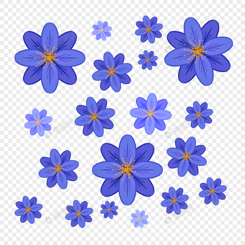 蓝色花朵手绘底纹图片