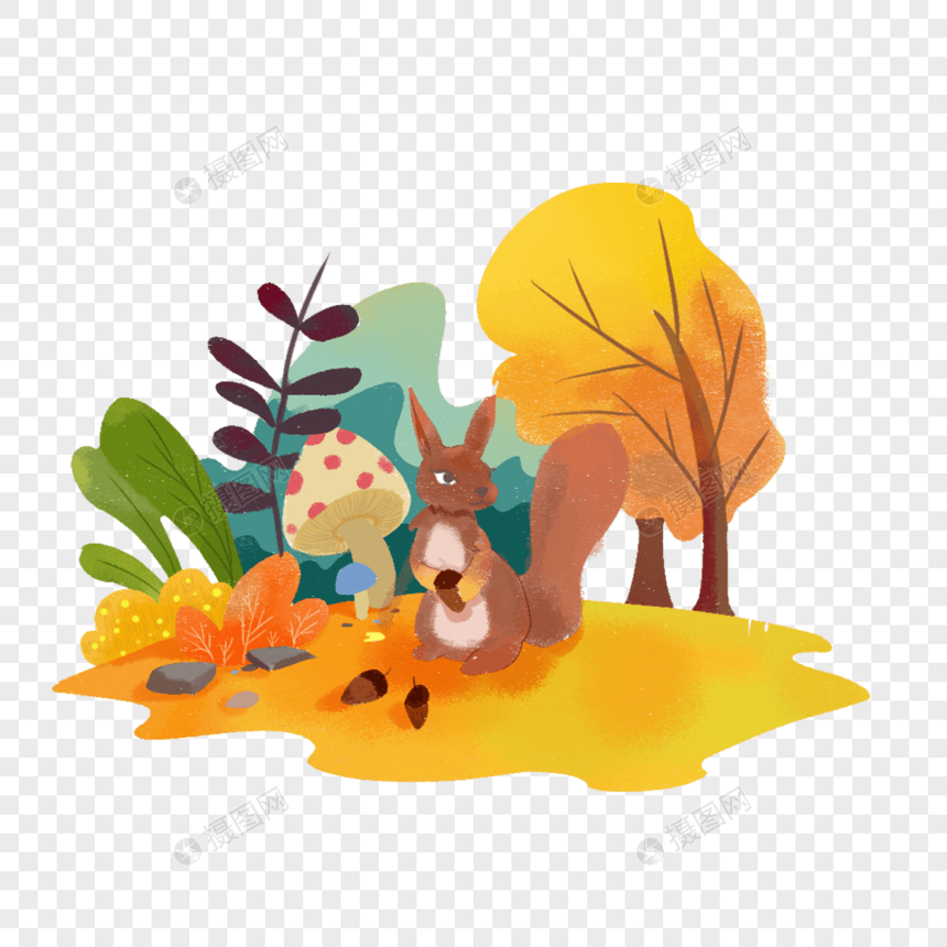 秋天树林松鼠组合图片