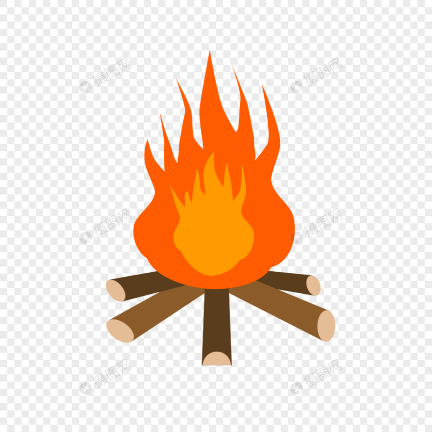 木柴烧火图片