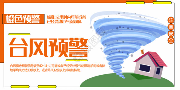 黄橙色背景台风橙色预警公众号封面配图GIF高清图片