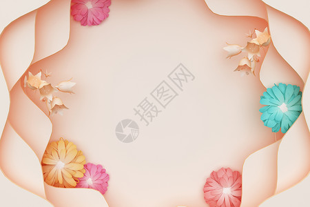 橘色花朵花语背景设计图片