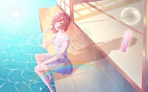 水人物夏日梦幻美少女插画