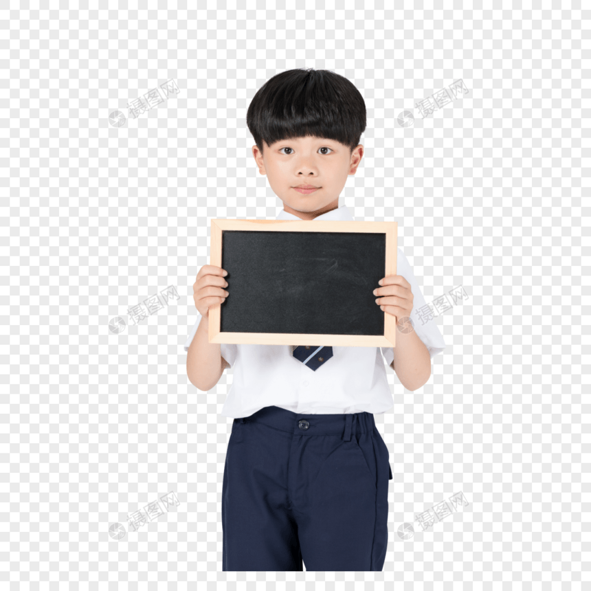 手拿小黑板展示的儿童男孩图片