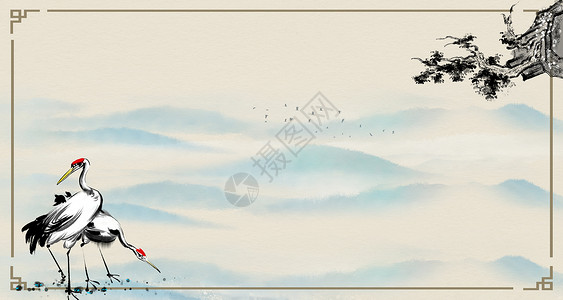 风景边框水墨中国风边框背景设计图片