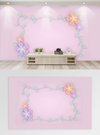 创意花边创意花朵剪纸背景墙模板