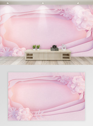 粉色立体花朵立体花朵背景墙模板