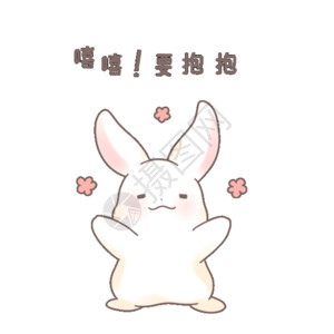 卡通可爱情侣兔兔要抱抱表情包GIF高清图片