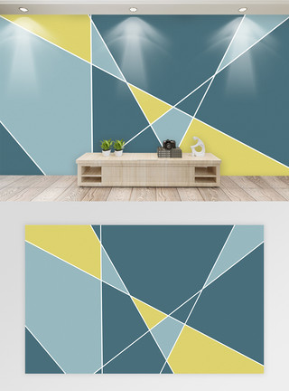 3D壁纸北欧现代几何线条电视背景墙模板
