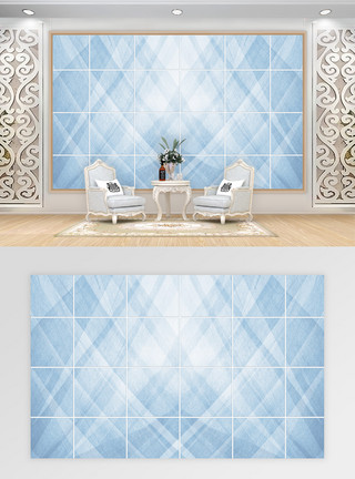 抽象背景墙设计创意蓝色抽象瓷砖背景墙模板