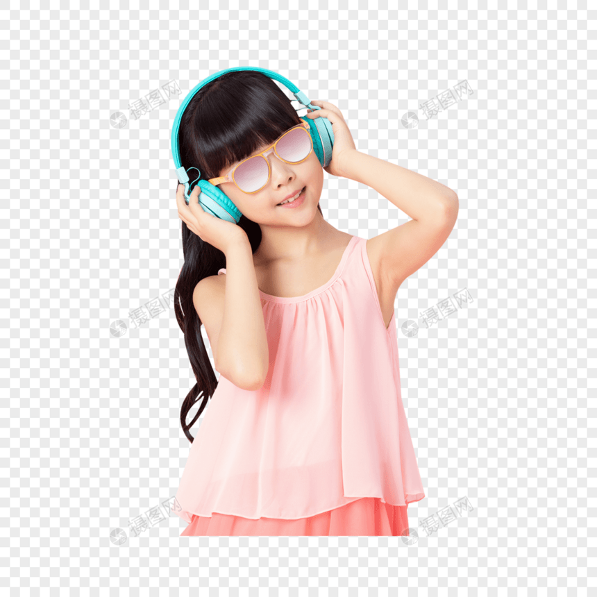 可爱的小女孩听音乐图片