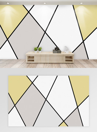 3D壁纸现代简约几何客厅背景墙模板
