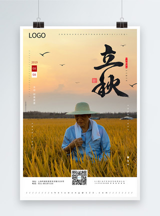 秋天的麦田中国传统二十四节气之立秋宣传海报模板