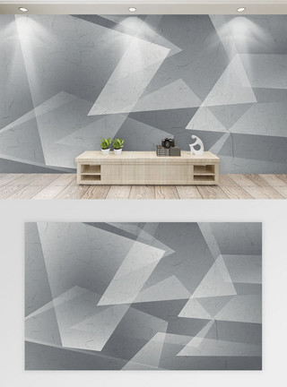 现代简约灰色调几何抽象淡雅电视背景墙模板