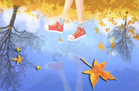 滑轮鞋秋季创意插画GIF高清图片