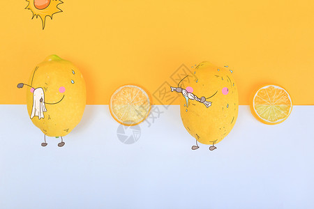 夏季柠檬汁柠檬擦身子创意摄影插画插画