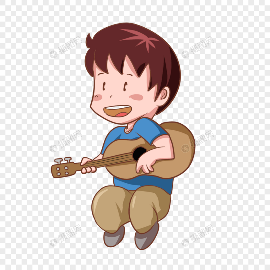坐着弹吉他的男孩图片