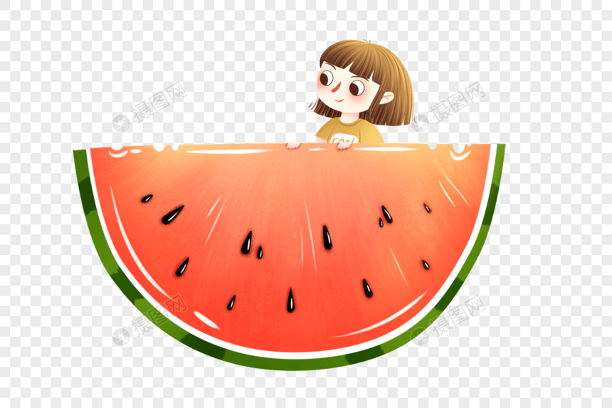 夏季吃瓜的女孩图片