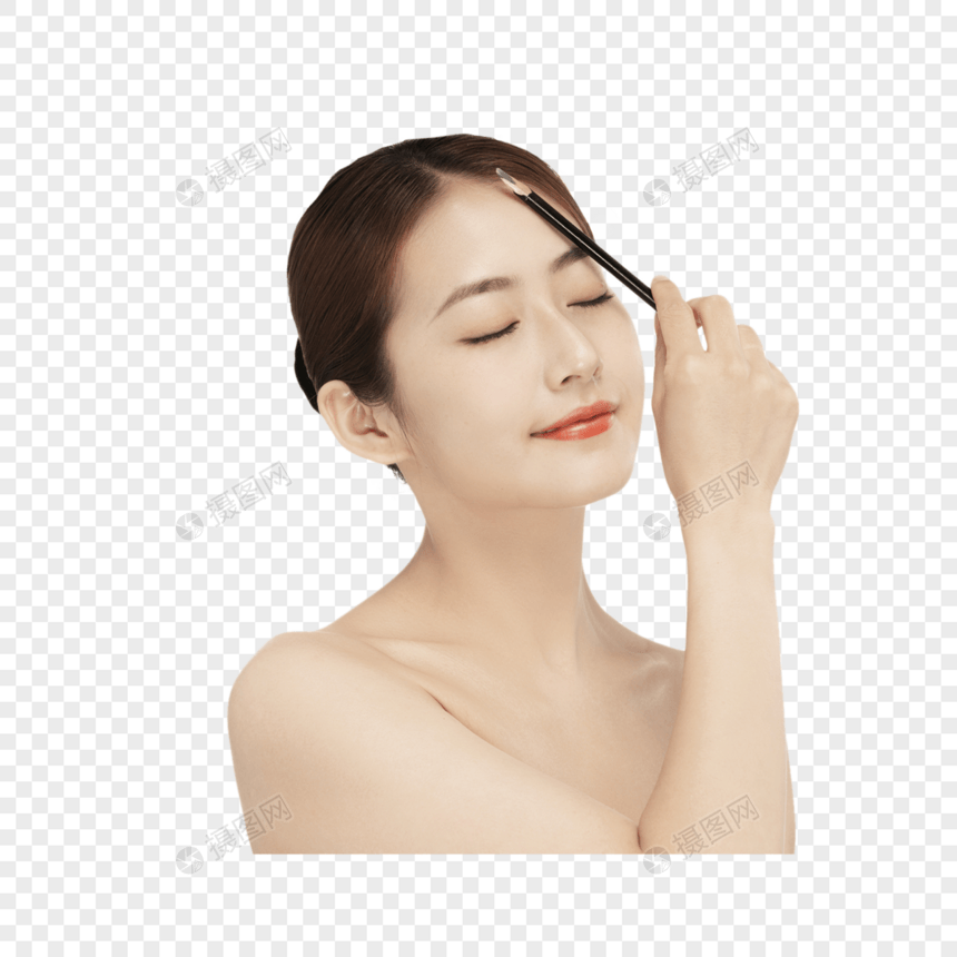 女性使用眉笔画眉图片