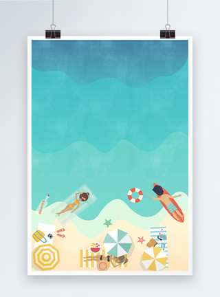 夏天沙滩度假夏日游泳海报背景模板