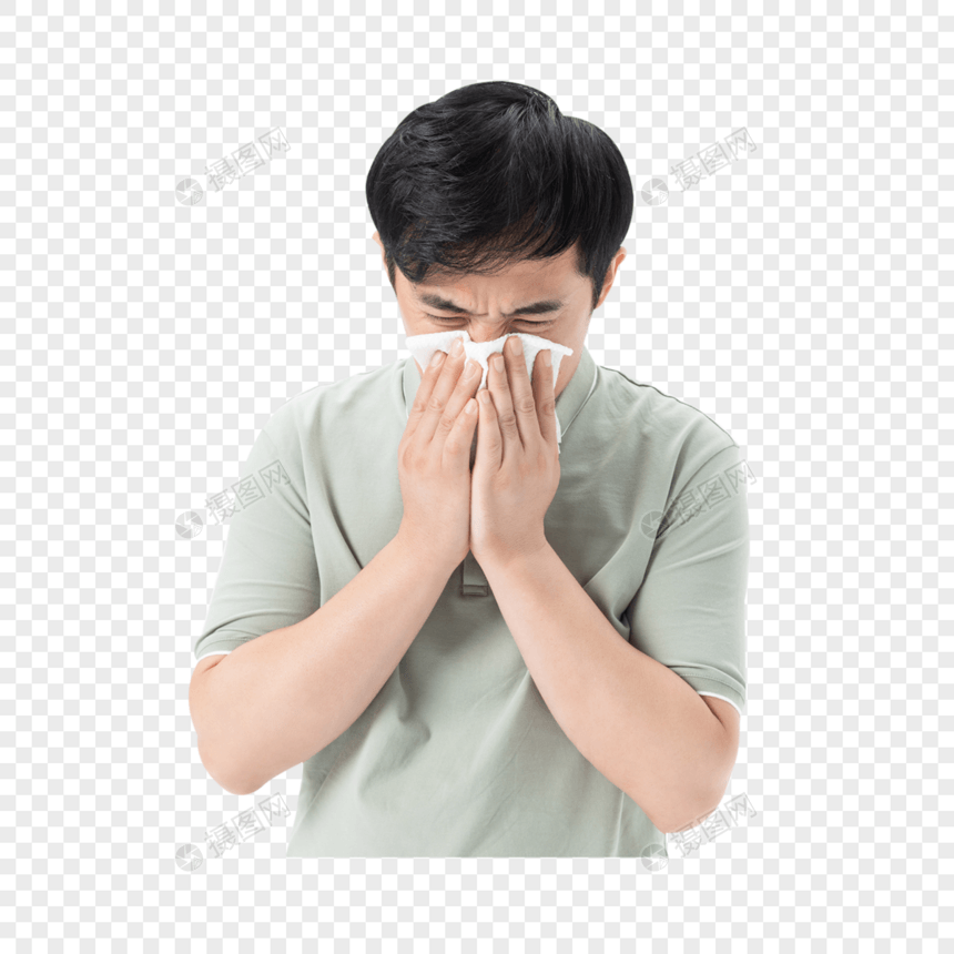 中年男性感冒擦鼻涕图片