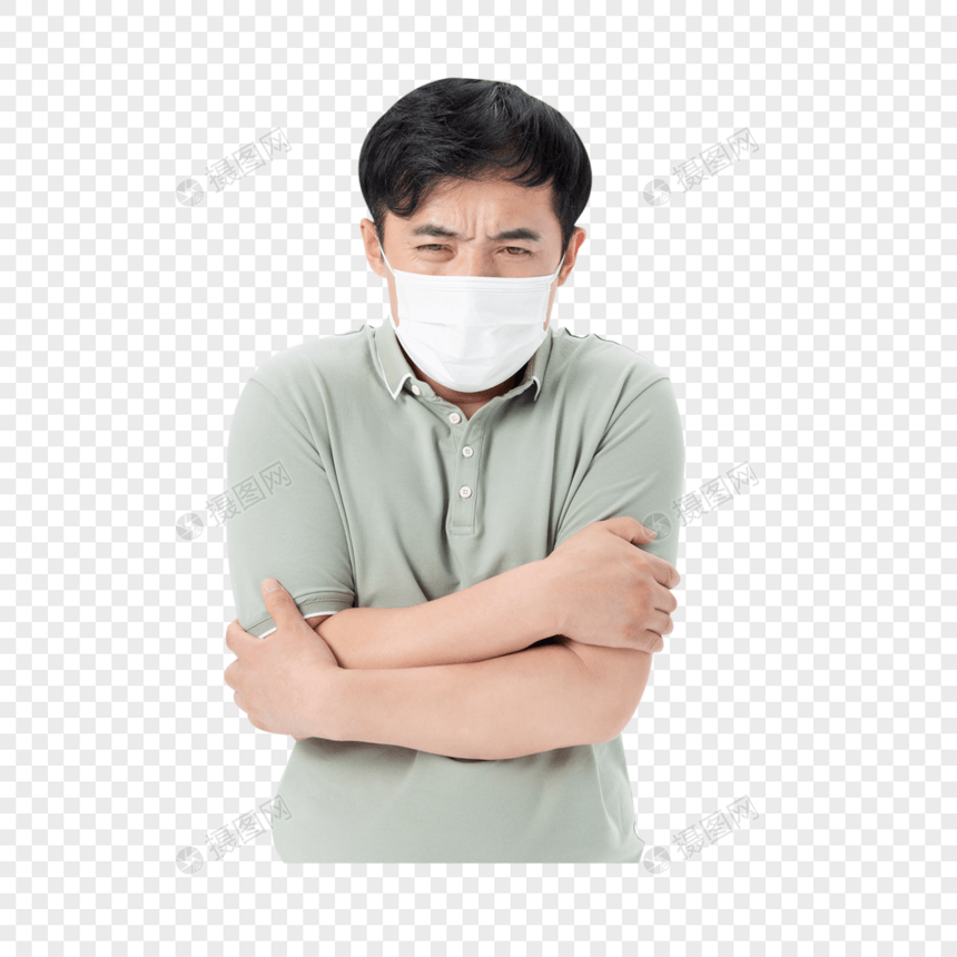 中年男性感冒戴口罩图片
