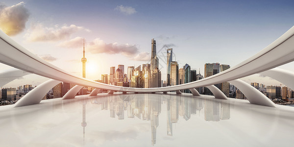 上海百老汇大气城市背景设计图片