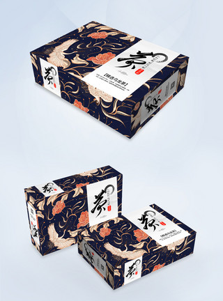 蓝色盒子中国风茶叶礼盒设计模板