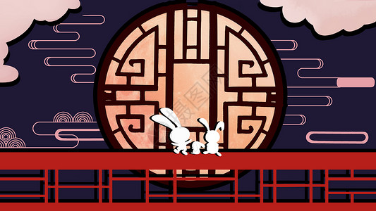 中秋佳节玉兔与圆月背景图片
