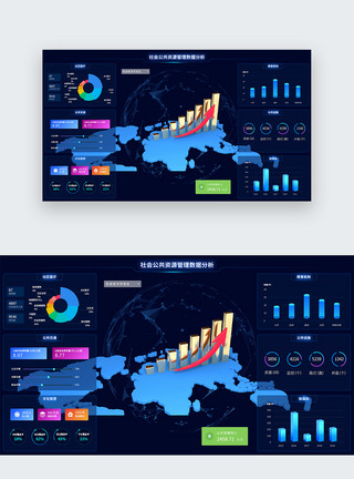 统计设计素材UI设计web页面社会公共资源大数据界面模板